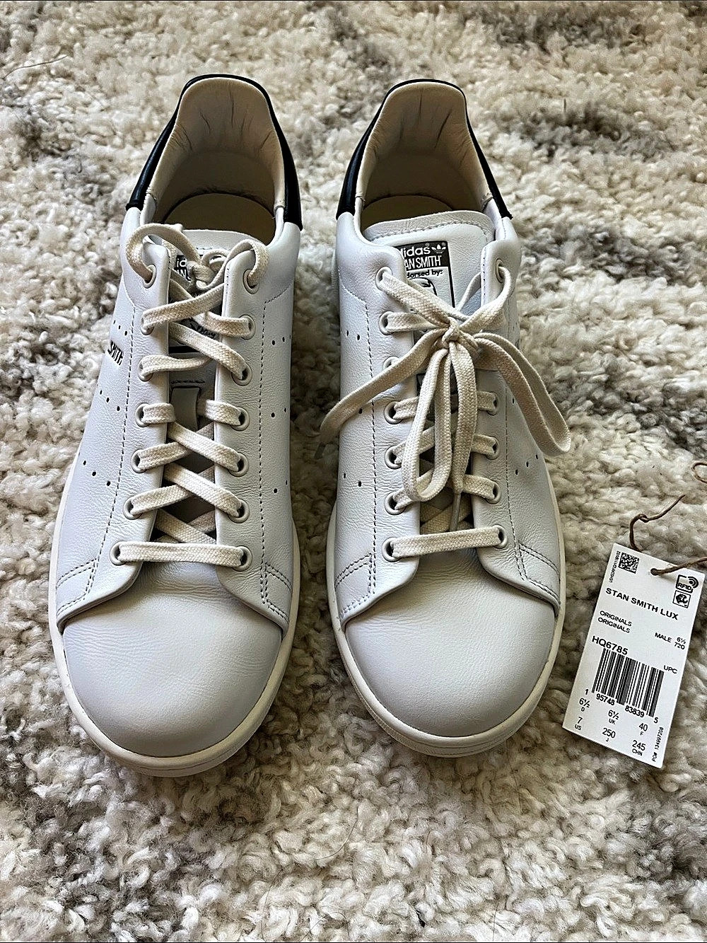 adidas Stan Smith Lux White & Black Sneakers US Men’s 7